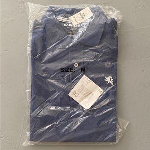 Express men’s M Bluestone pique polo short sleeve shirt NWT